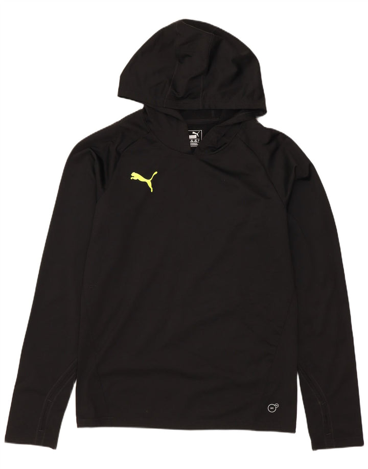 Мужской топ с капюшоном PUMA, маленький черный полиэстер с длинным рукавом