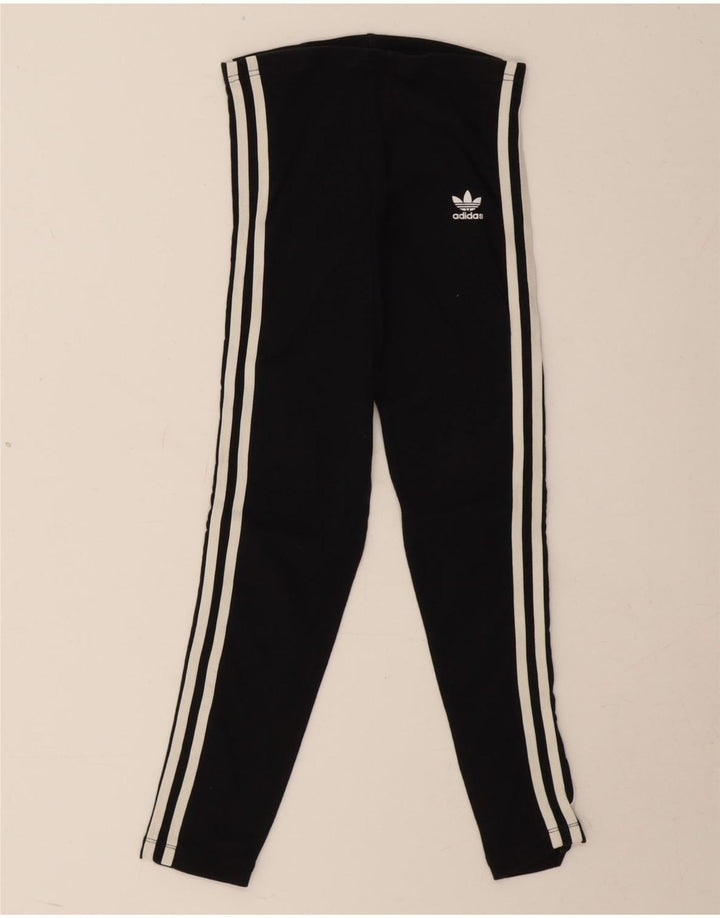 Леггинсы Adidas для девочек 11-12 лет, средние, черные, хлопковые