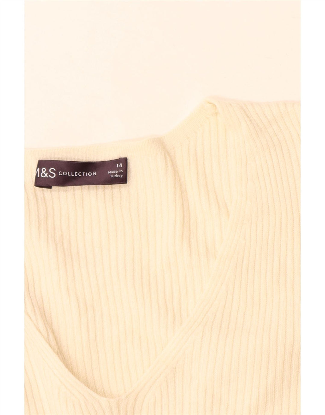Женский джемпер с v-образным вырезом Marks & Spencer UK 14, средний, белый