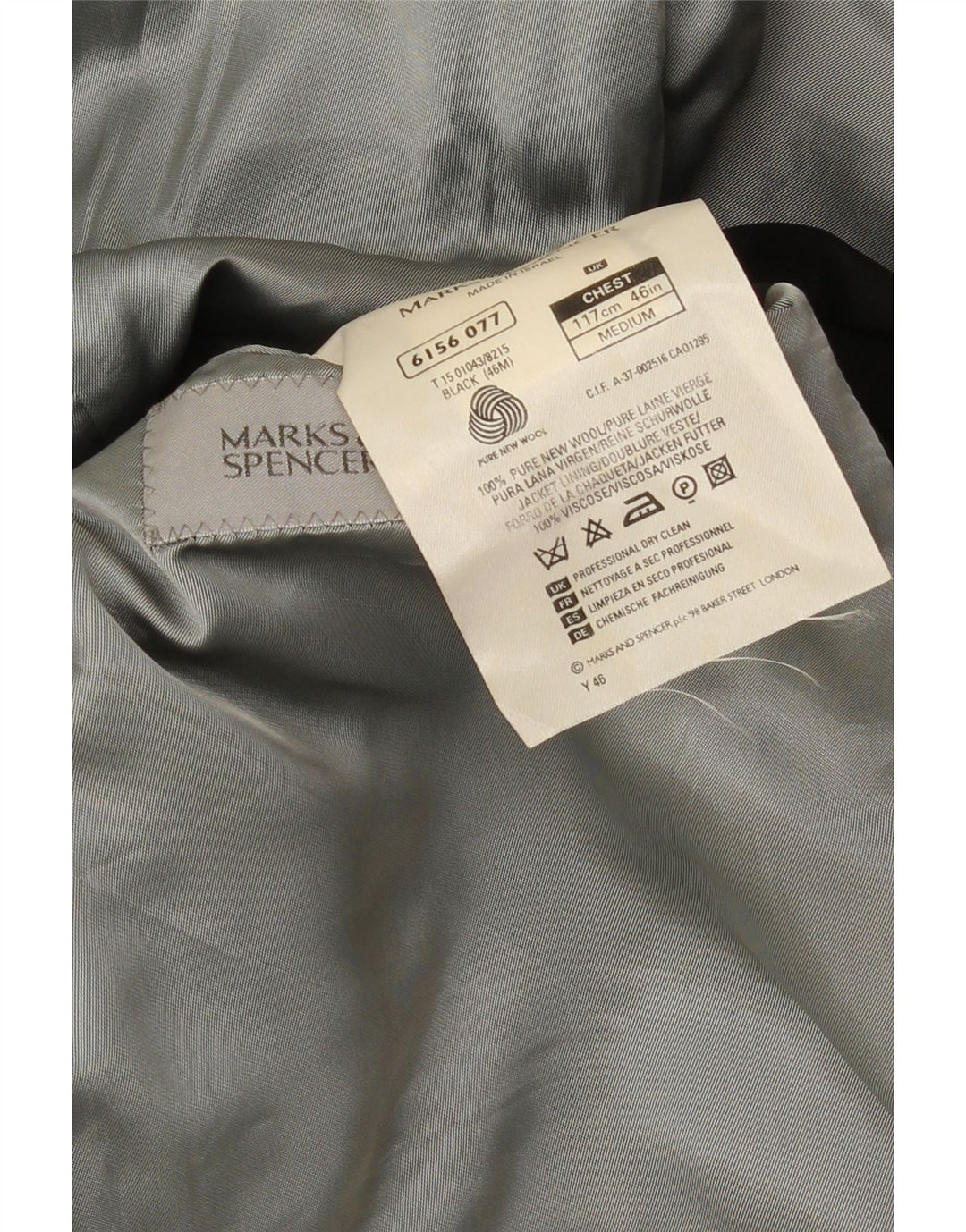 Мужской пиджак на двух пуговицах Marks & Spencer, Великобритания, 42 XL, черный, новый шерстяной