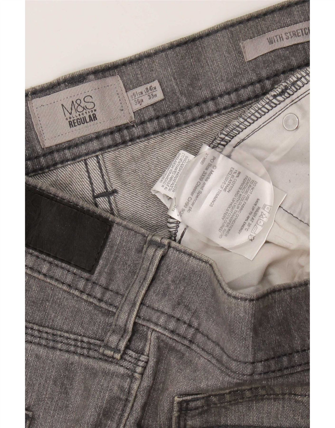 Женские прямые джинсы Marks & Spencer W36 L33 серого цвета, хлопок