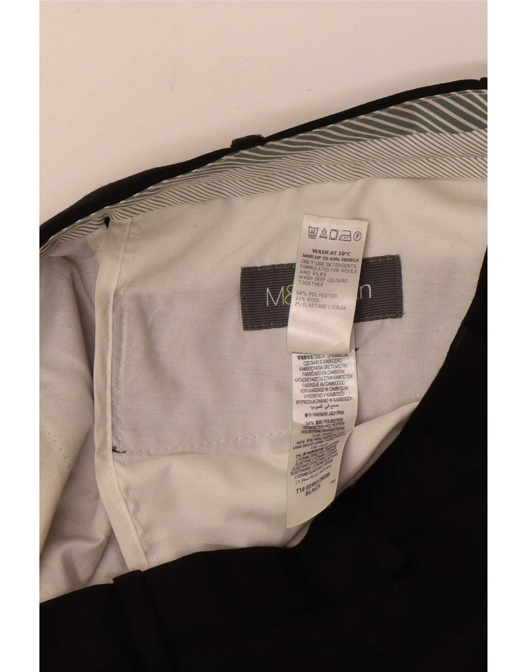 Мужские прямые костюмные брюки Marks & Spencer W32 L31 черные из полиэстера