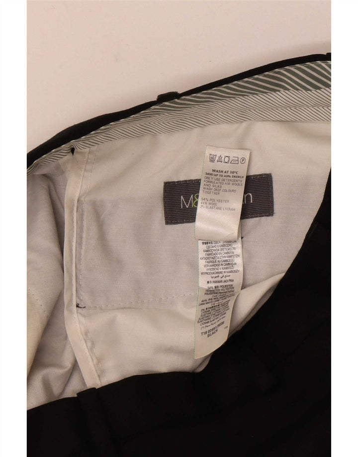 Мужские прямые костюмные брюки Marks & Spencer W32 L31 черные из полиэстера