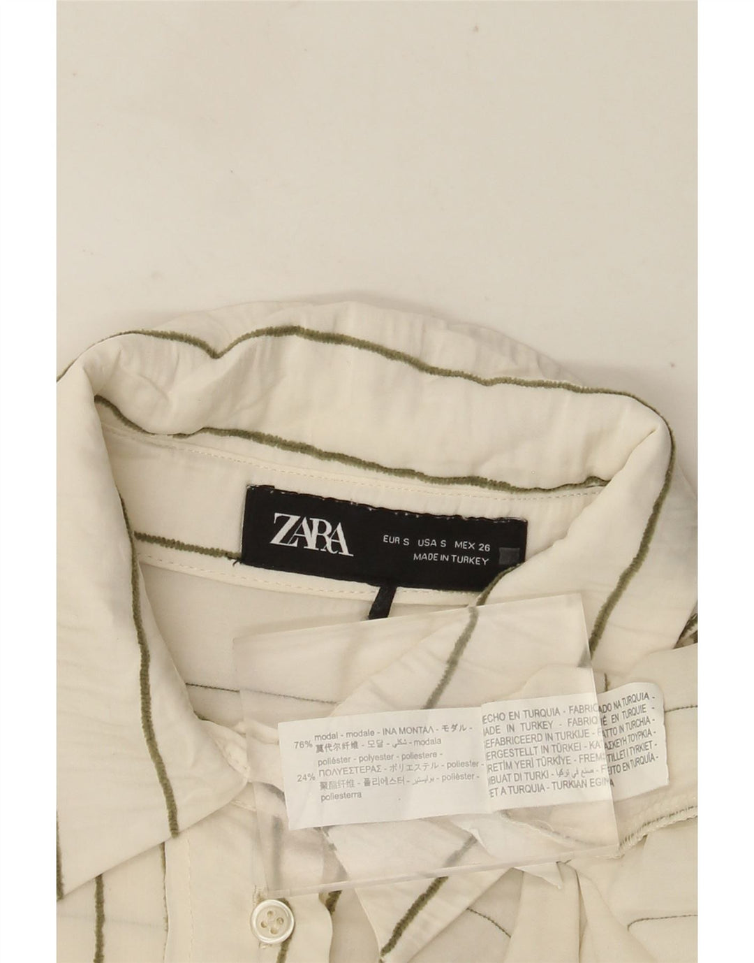 Женская рубашка оверсайз ZARA UK 10, маленькая модальная белая полоска