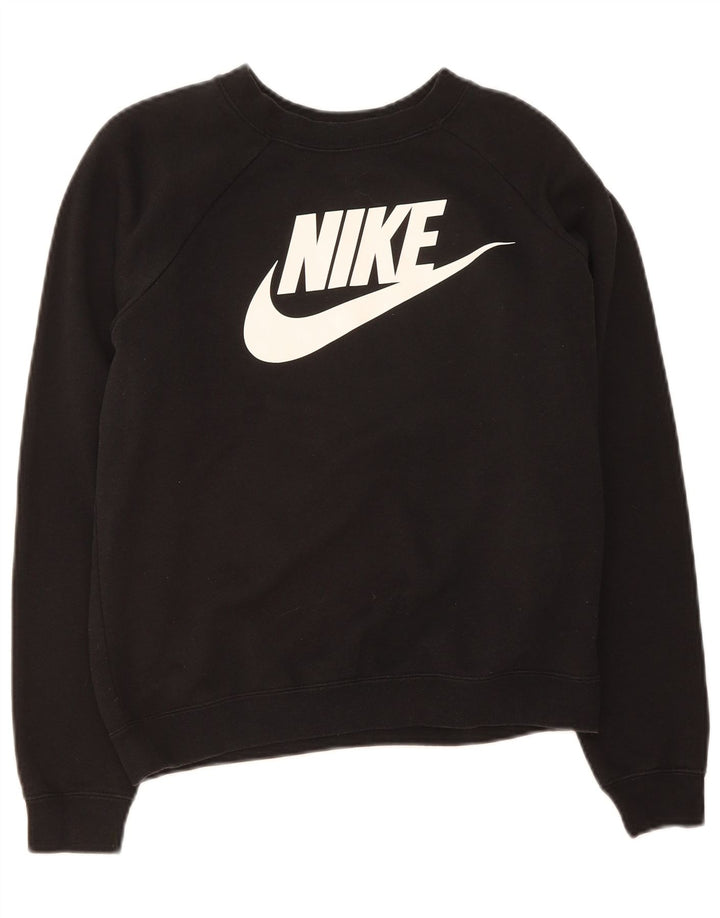 NIKE Womens Oversized Graphic Sweatshirt Jumper UK 10 Small Black Cotton