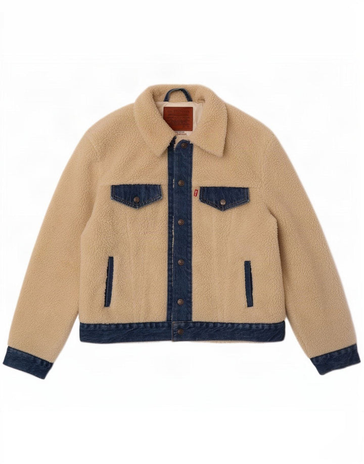 Мужская флисовая куртка Levi's Teddy Bear UK 38, средний цвет с белыми цветными блоками