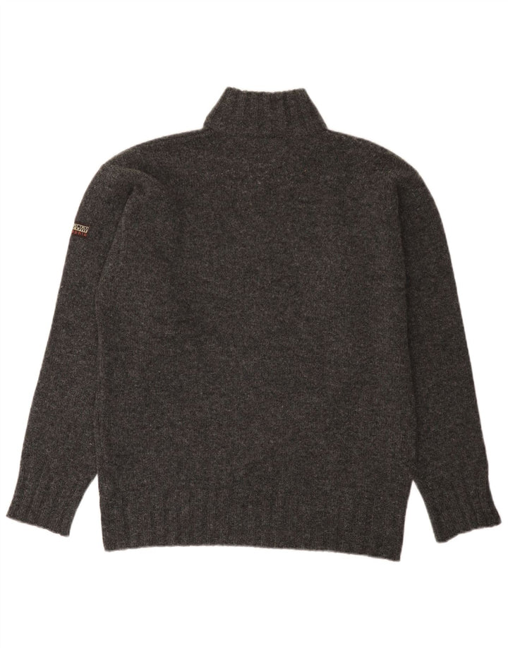 Napapijri Мужской джемпер с воротником-молнией с геометрическим рисунком, маленький серый шерстяной свитер