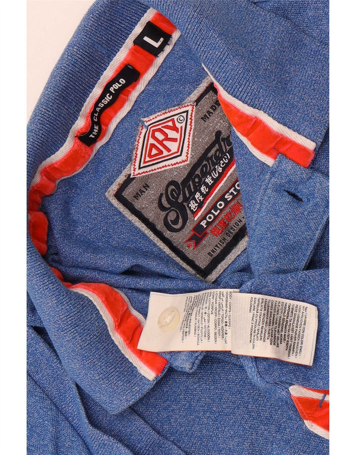 Мужская рубашка-поло Superdry, большая синяя классическая хлопковая рубашка