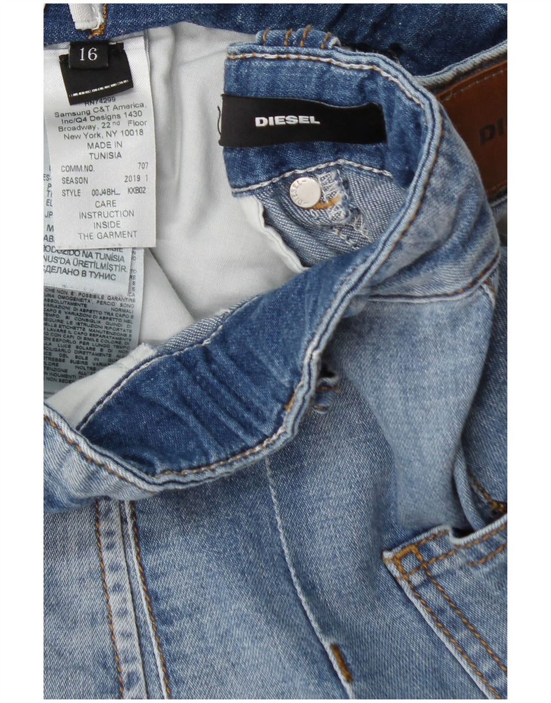 Джинсовые шорты DIESEL для девочек 15–16 лет W28, синие, хлопок