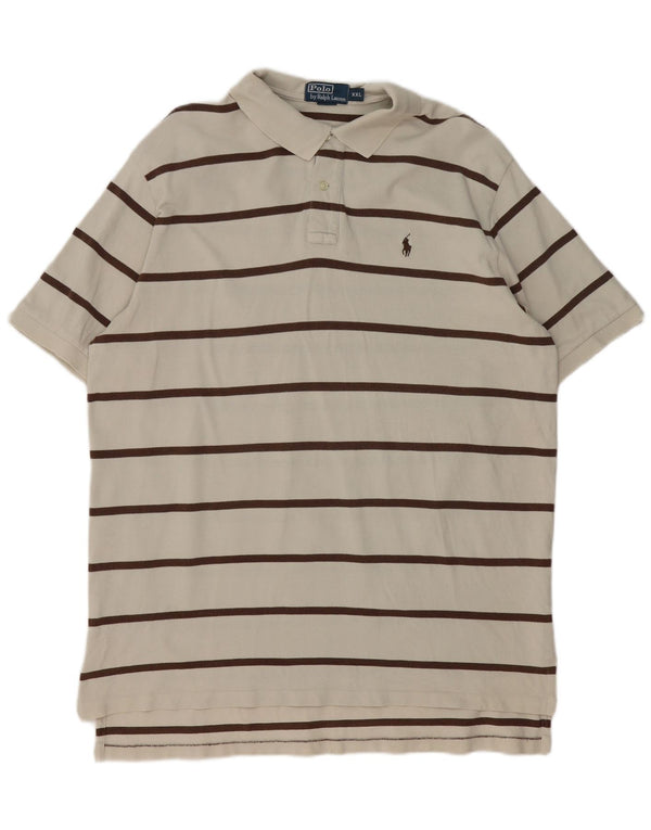 Мужская рубашка Polo Ralph Lauren 2XL, хлопковая бежевая полоска