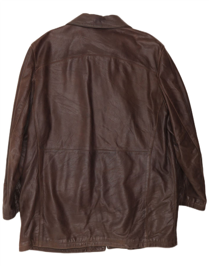 Мужское кожаное пальто Stewart UK 44 2XL Коричневое кожаное