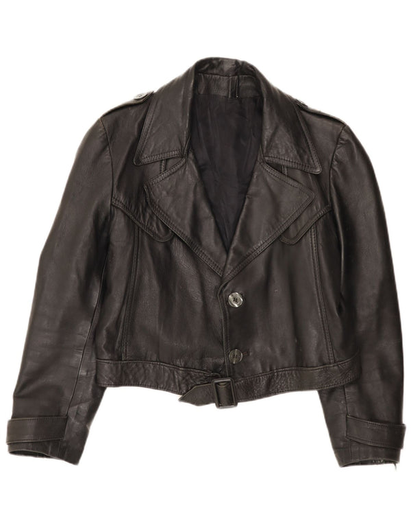 ВИНТАЖНАЯ женская укороченная куртка в стиле милитари UK 12, средний черный