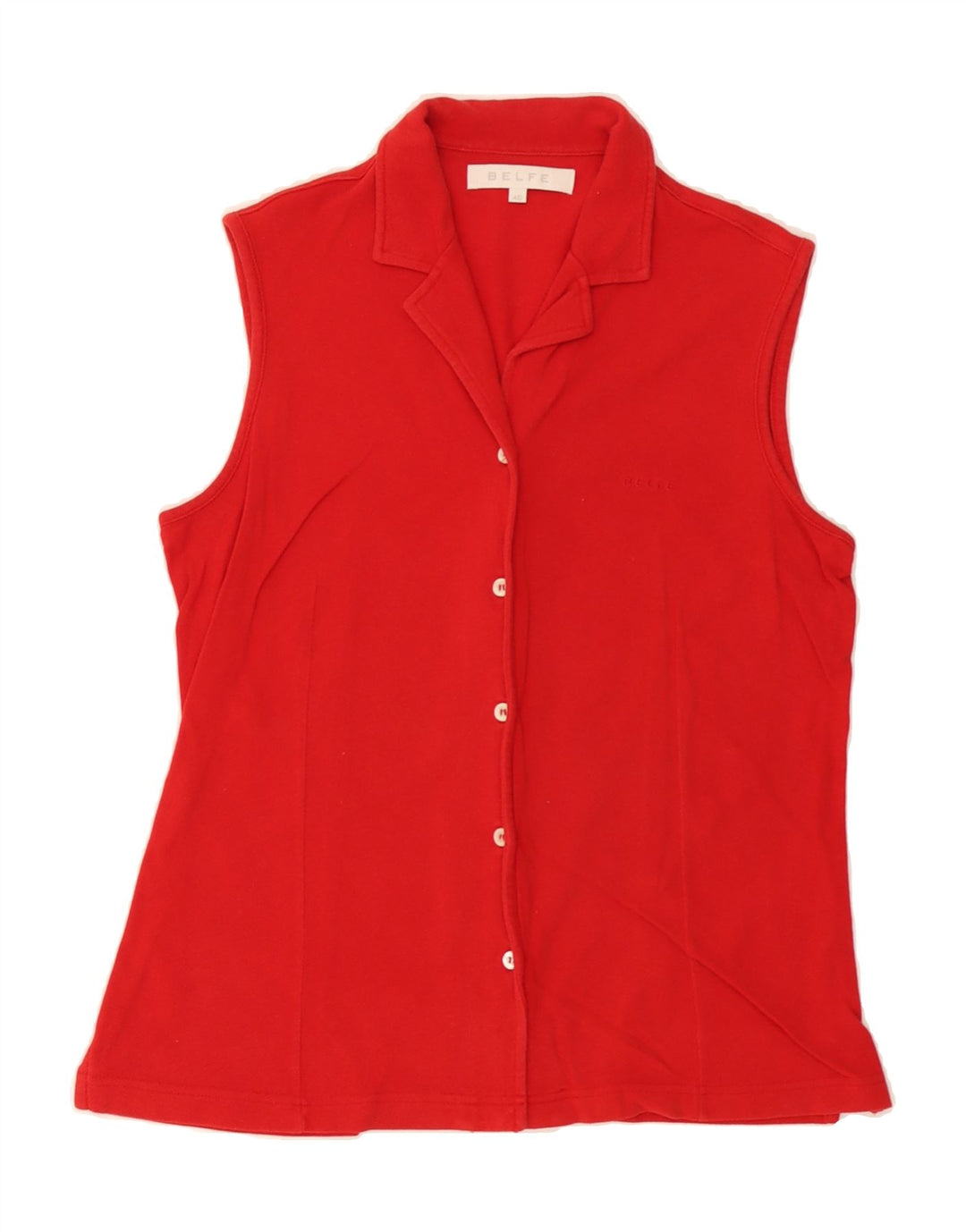 BELFE Womens Sleeveless Shirt IT 46 Large Red Cotton Vintage Belfe and Second-Hand Belfe from Messina Hembry 