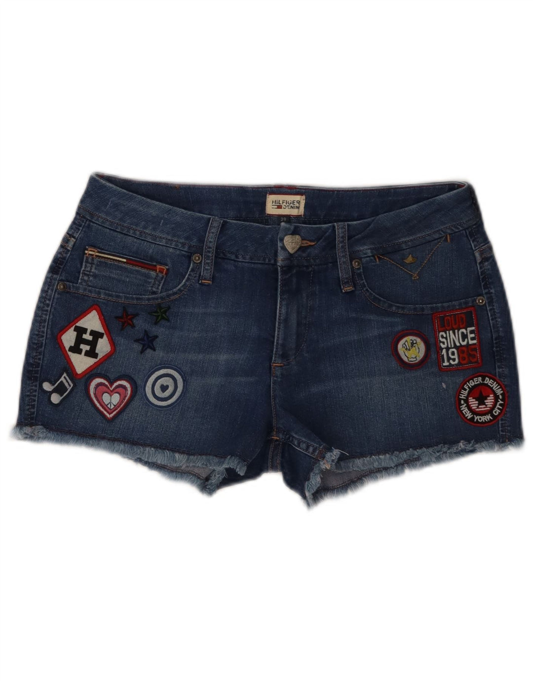 Tommy Hilfiger Женские джинсовые шорты с рисунком W29, средний синий, хлопок
