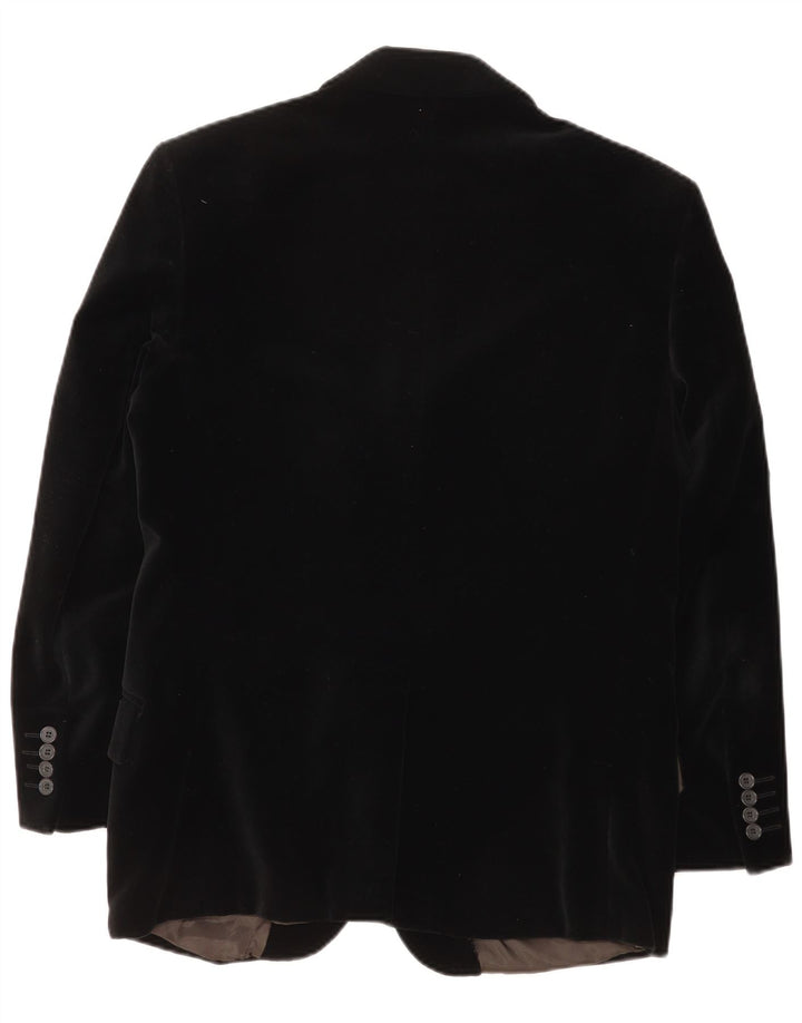 Винтажный мужской бархатный пиджак с 3 пуговицами, Великобритания 38, средний черный