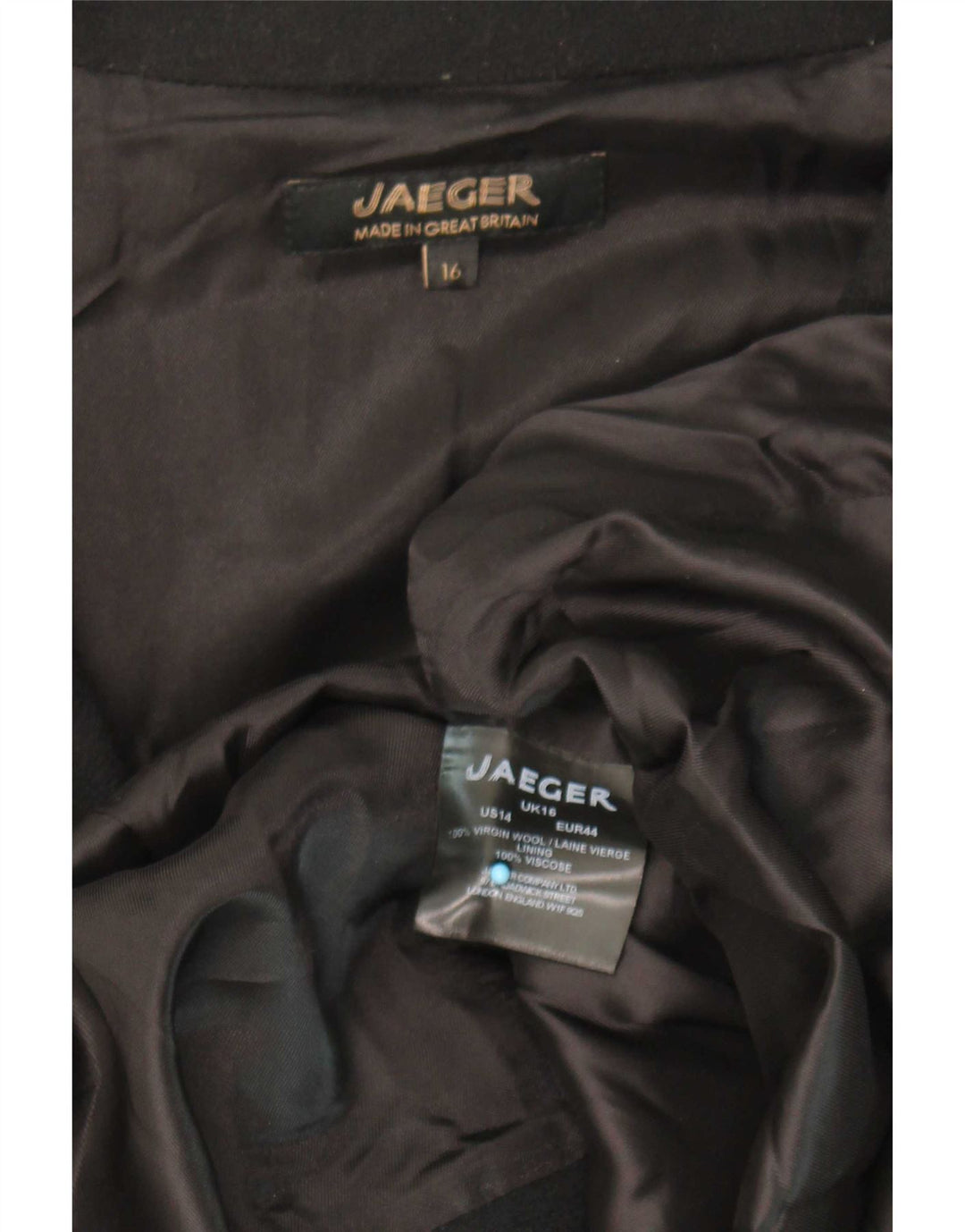 Женское открытое пальто Jaeger UK 16, большое, черное, шерстяное