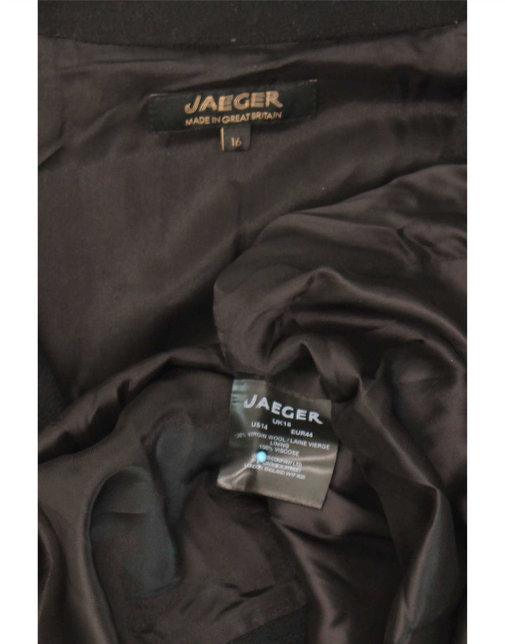 Женское открытое пальто Jaeger UK 16, большое, черное, шерстяное