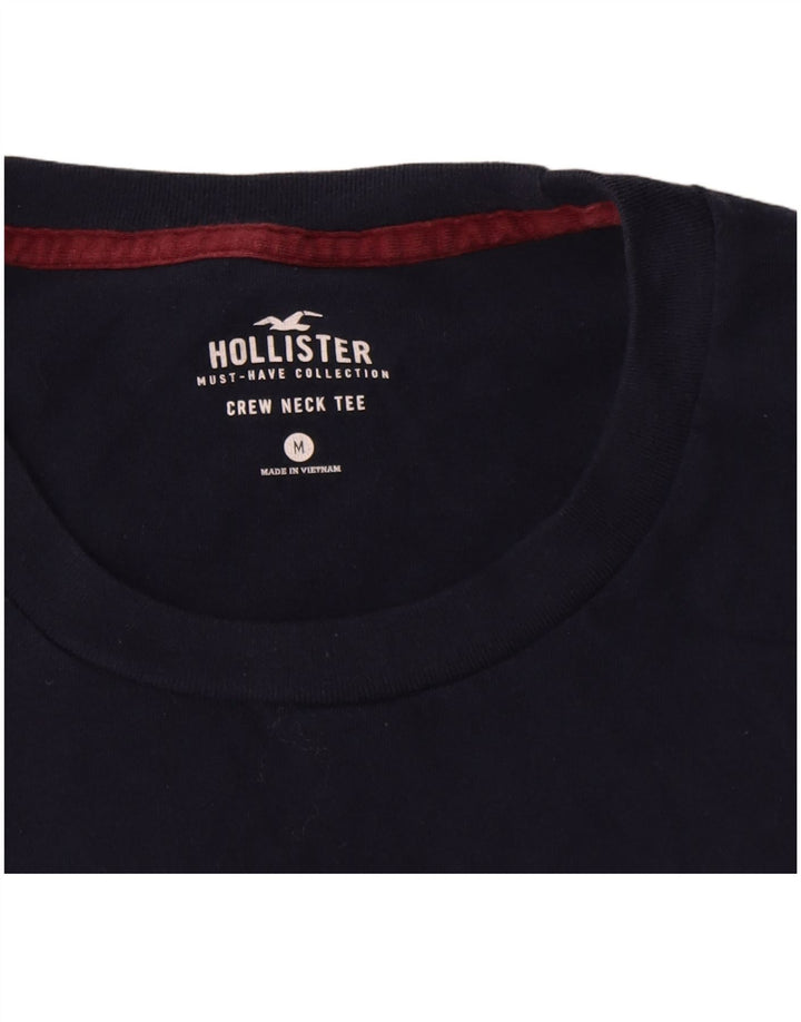 Мужская футболка Hollister Top среднего размера, темно-синяя, хлопок