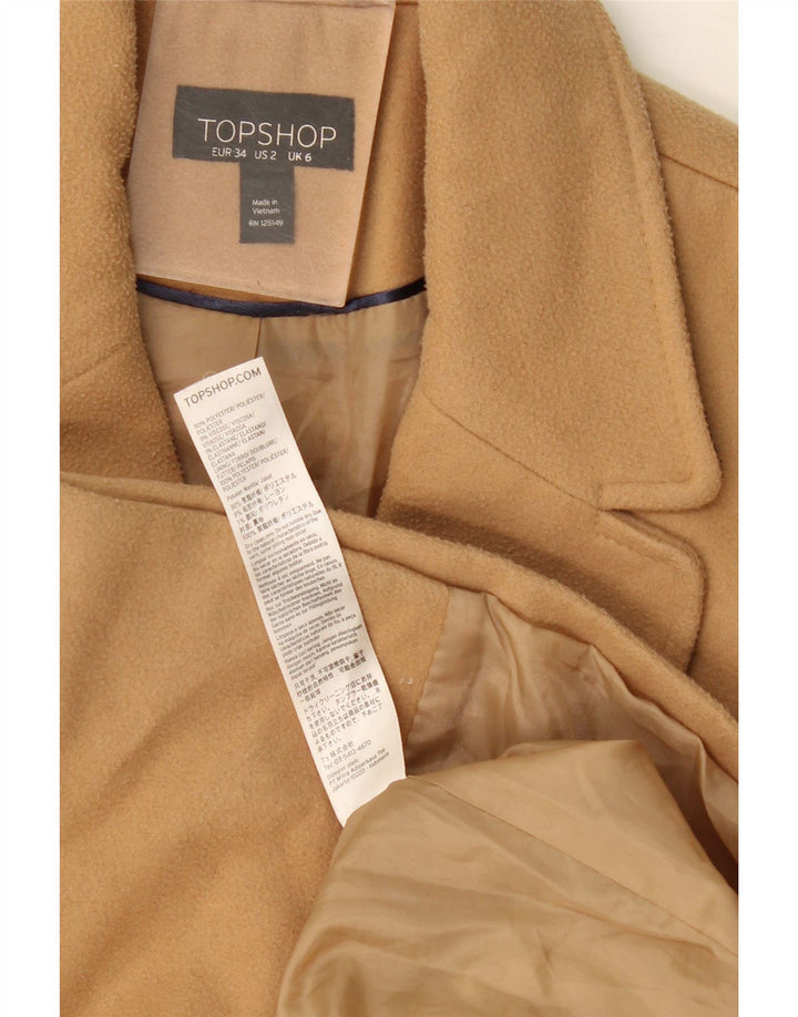 Topshop Женское пальто UK 6 XS Бежевый полиэстер