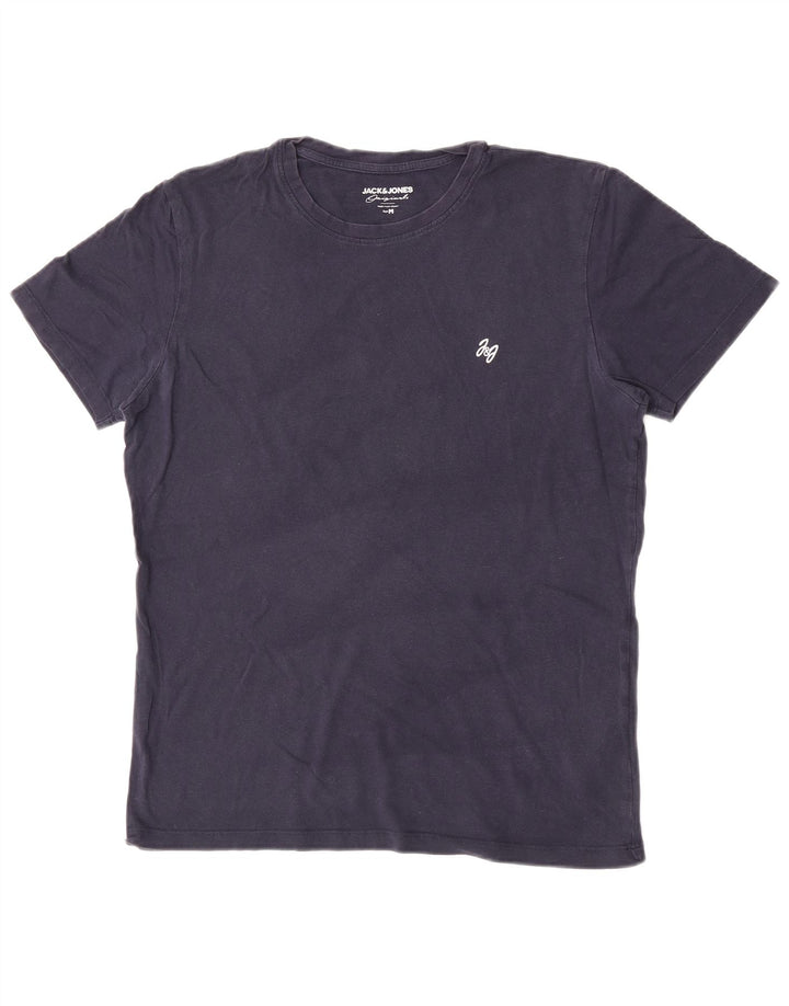 Мужская футболка Jack & Jones Top среднего размера, темно-синяя, хлопок