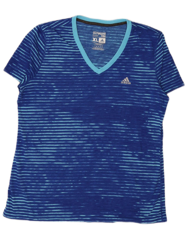 Женская футболка ADIDAS Climalite Top UK 18 XL, полиэстер в синюю полоску
