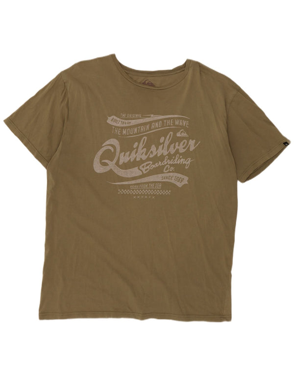 QUIKSILVER Мужская футболка с рисунком, топ 2XL, хлопок цвета хаки