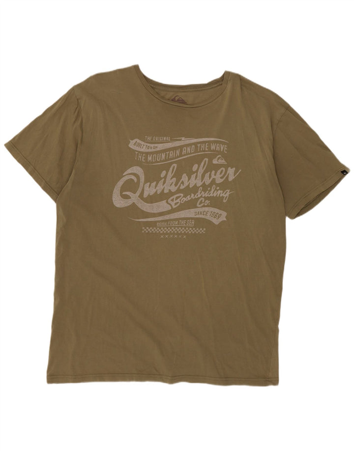 QUIKSILVER Мужская футболка с рисунком, топ 2XL, хлопок цвета хаки