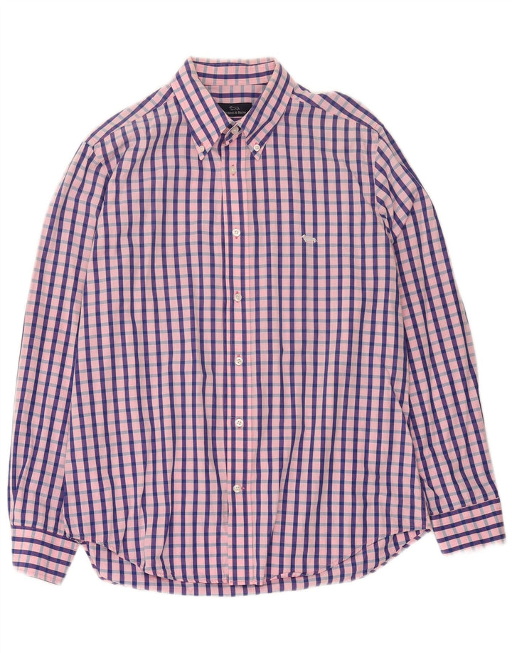 Мужская рубашка Harmont & Blaine XL из хлопка в розовую клетку