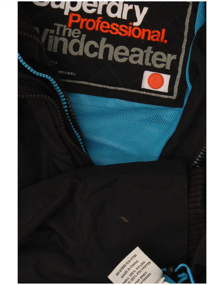 Женская ветровка Superdry The Windcheater UK 16, большая черная нейлоновая куртка