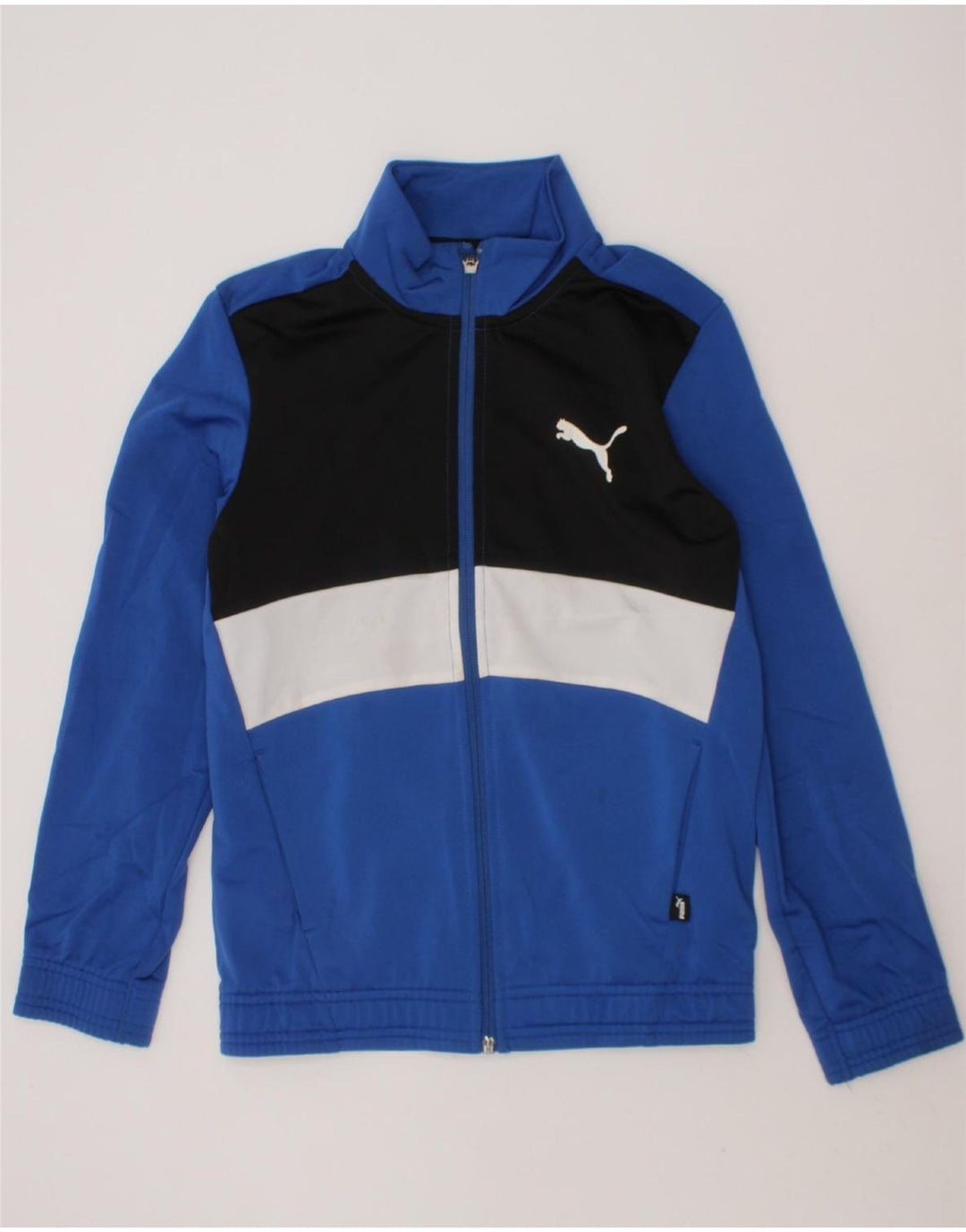 PUMA Boys Tracksuit Top Jacket 9-10 Years Medium Blue Colourblock Vintage Puma and Second-Hand Puma from Messina Hembry 