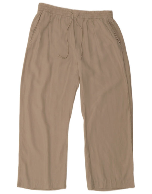 Zara Womens Straight Trousers XL W38 L28 Beige Lyocell