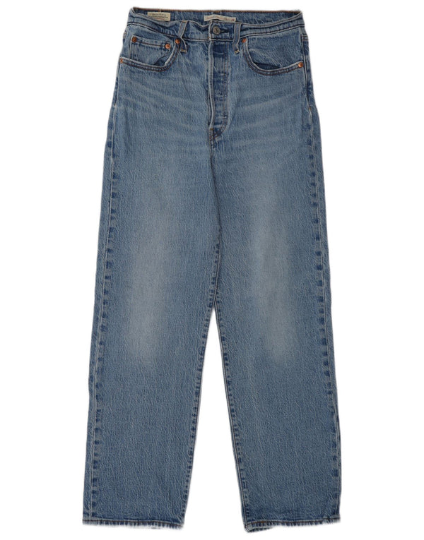 Женские прямые джинсы Levi's Ribcage с высокой талией W28 L29, синие классические хлопковые джинсы