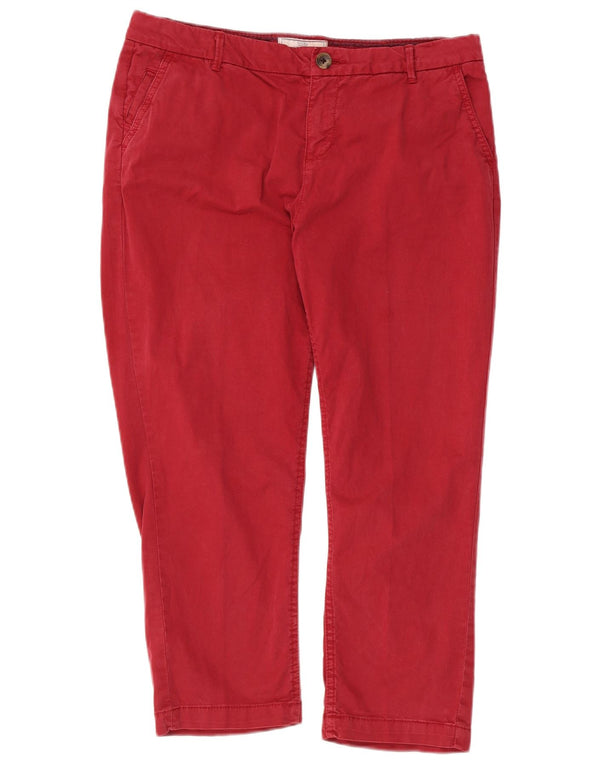 FAT FACE Womens Straight Capri Trousers UK 12 Medium W34 L23 Red Cotton