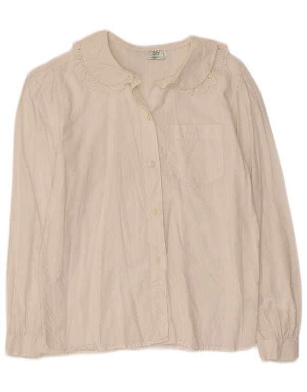 Женская блузка-рубашка Benetton UK 8, маленькая, белый, хлопок