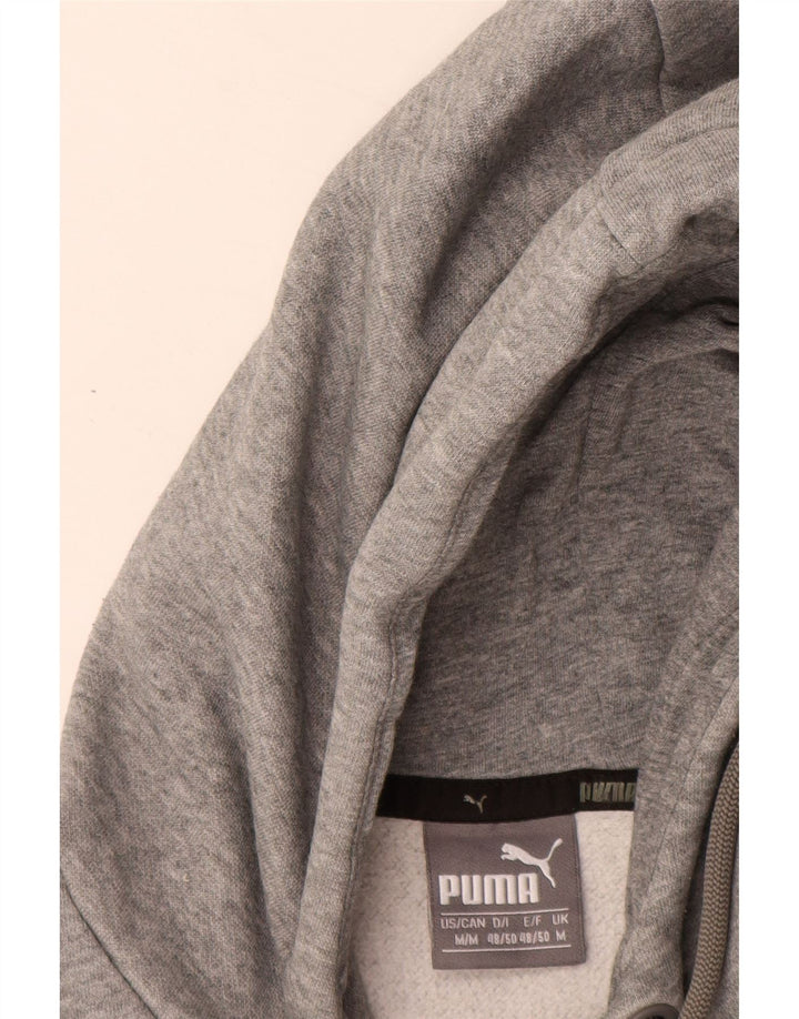 Мужской джемпер с капюшоном PUMA с рисунком, хлопковый, среднего серого цвета