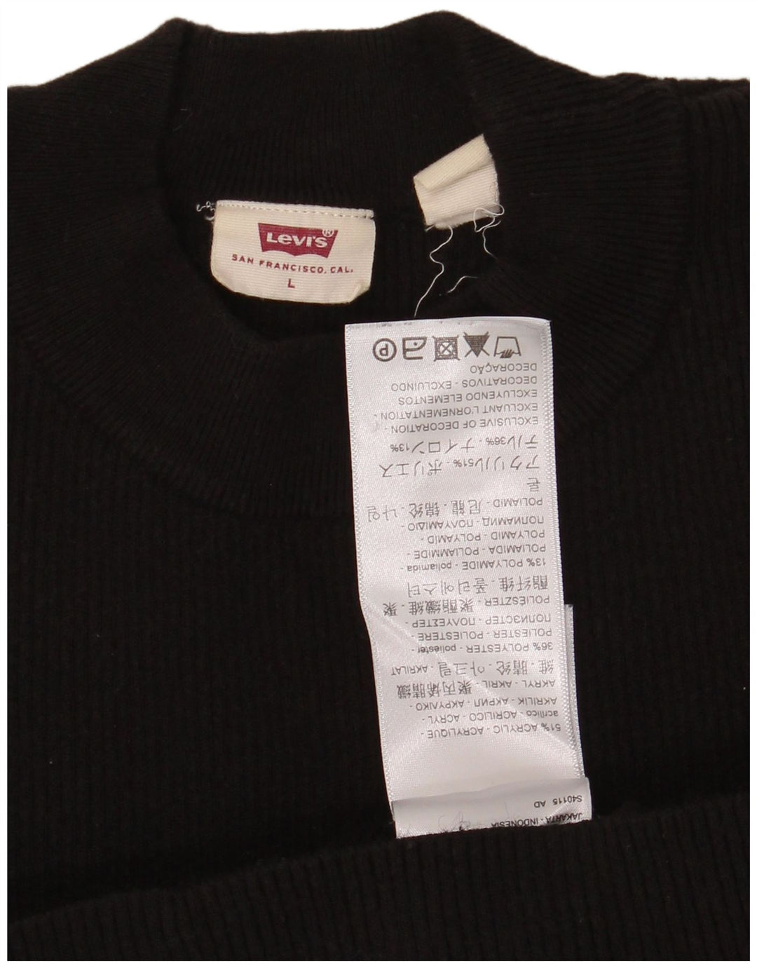 Женский свитер Levi's с круглым вырезом, размер UK 14 Large, черный, акрил