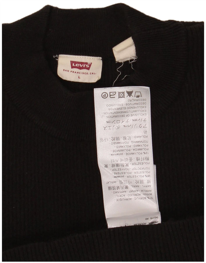 Женский свитер Levi's с круглым вырезом, размер UK 14 Large, черный, акрил