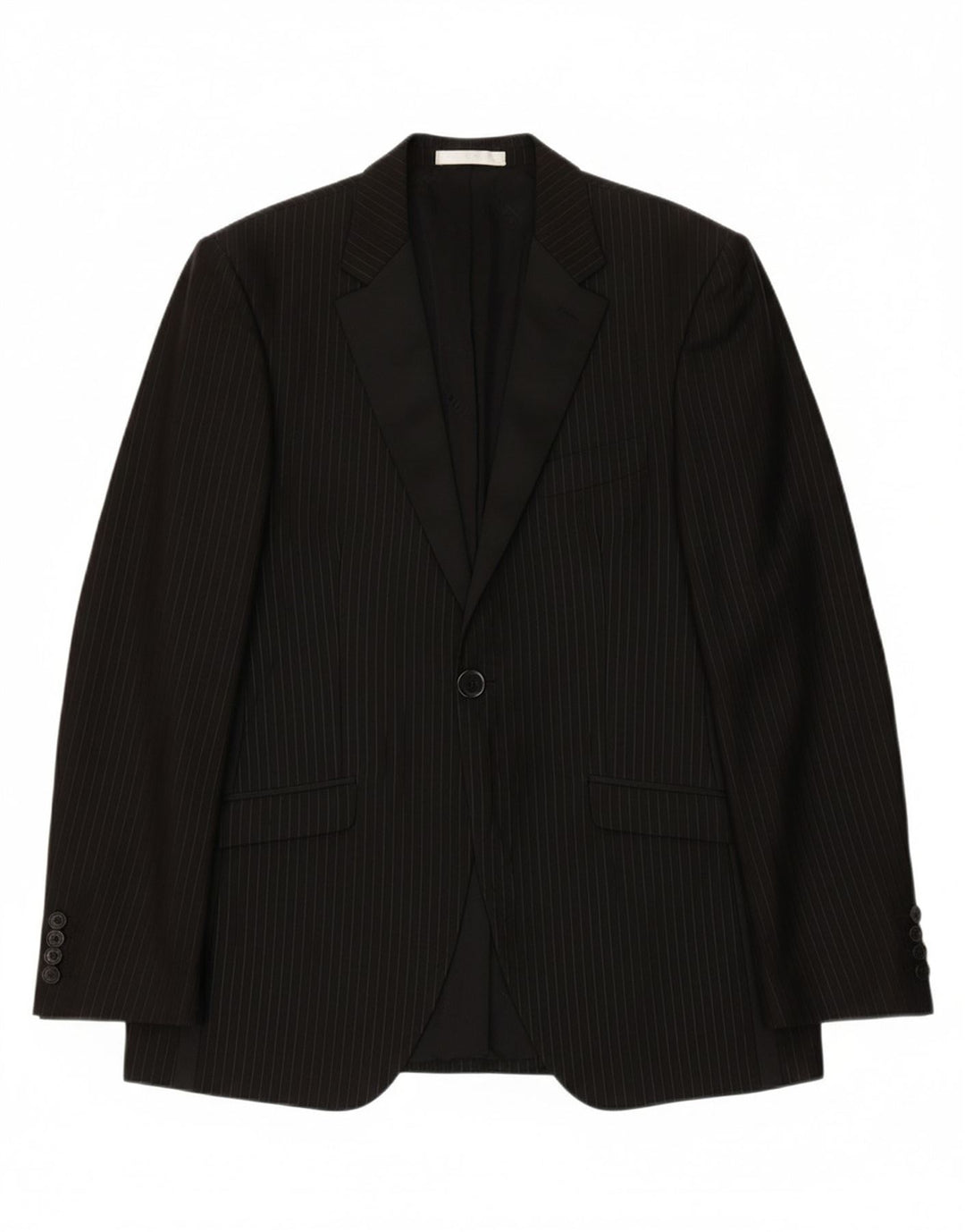 CARLO PIGNATELLI Mens 1 Button Blazer Jacket IT 52 XL Black Pinstripe Vintage Carlo Pignatelli and Second-Hand Carlo Pignatelli from Messina Hembry 