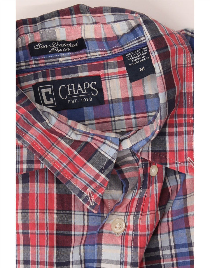 CHAPS Mens Short Sleeve Shirt Medium Red Check Cotton Vintage Chaps and Second-Hand Chaps from Messina Hembry 
