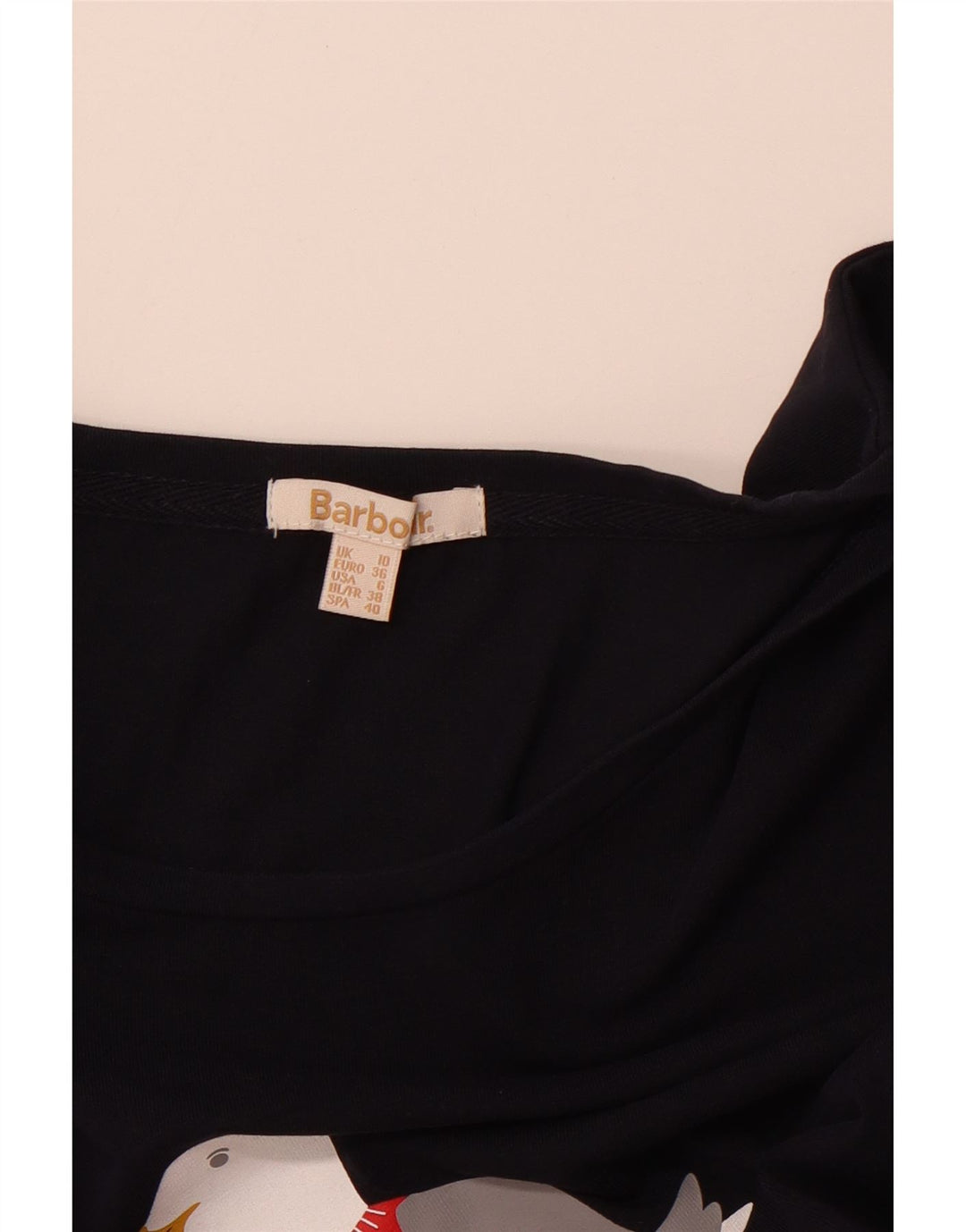 BARBOUR Женский топ с длинным рукавом с рисунком, Великобритания, 10 маленьких размеров, темно-синий, рождественский