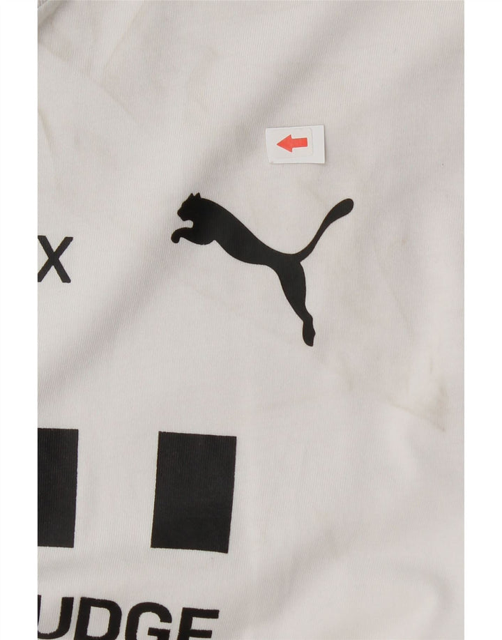 Мужская футболка с рисунком Puma, хлопковый топ среднего размера, белый цвет