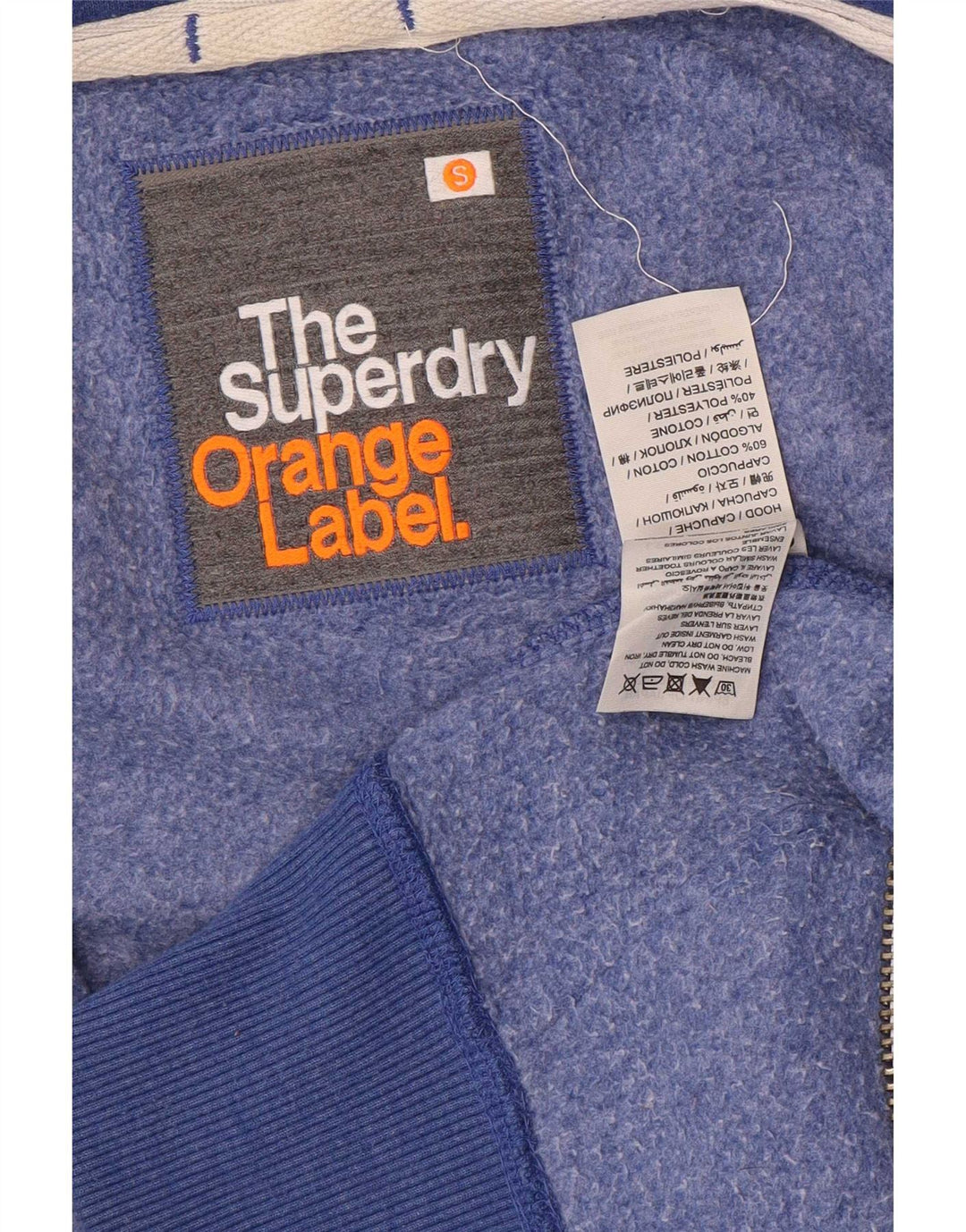 Мужской свитер с капюшоном на молнии Superdry, маленький синий, хлопок