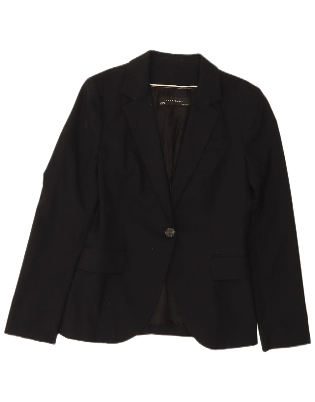 ZARA Womens 1 Button Blazer Jacket EU 38 Small Black Polyester