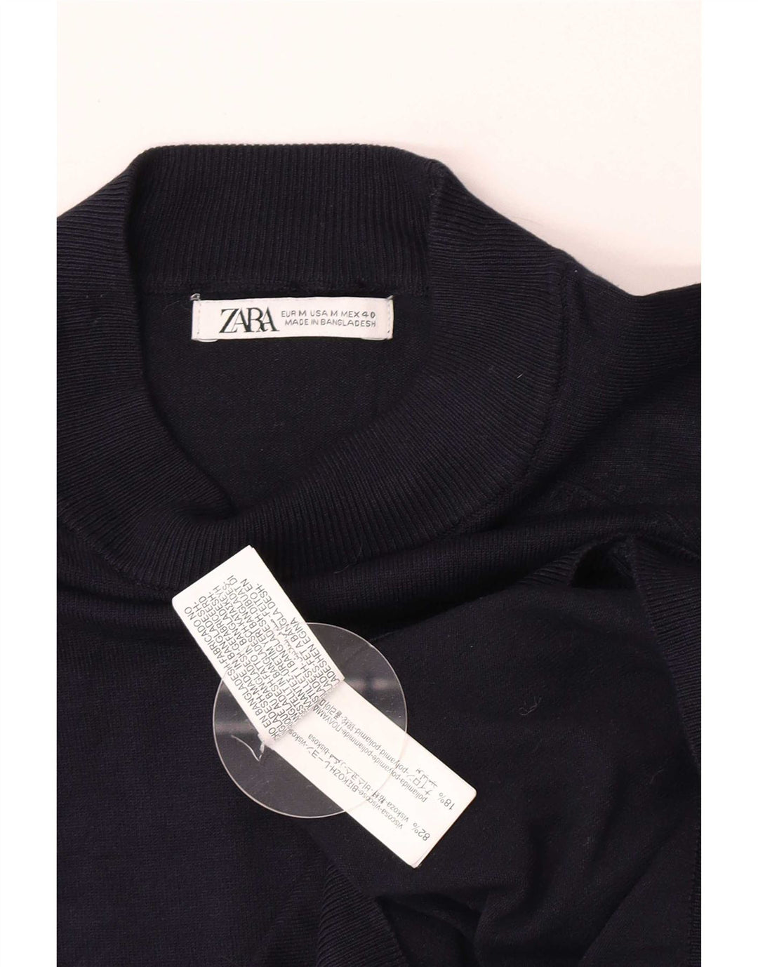 Мужской джемпер с круглым вырезом Zara, средний темно-синий из вискозы