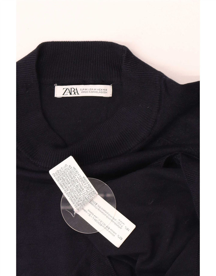 Мужской джемпер с круглым вырезом Zara, средний темно-синий из вискозы