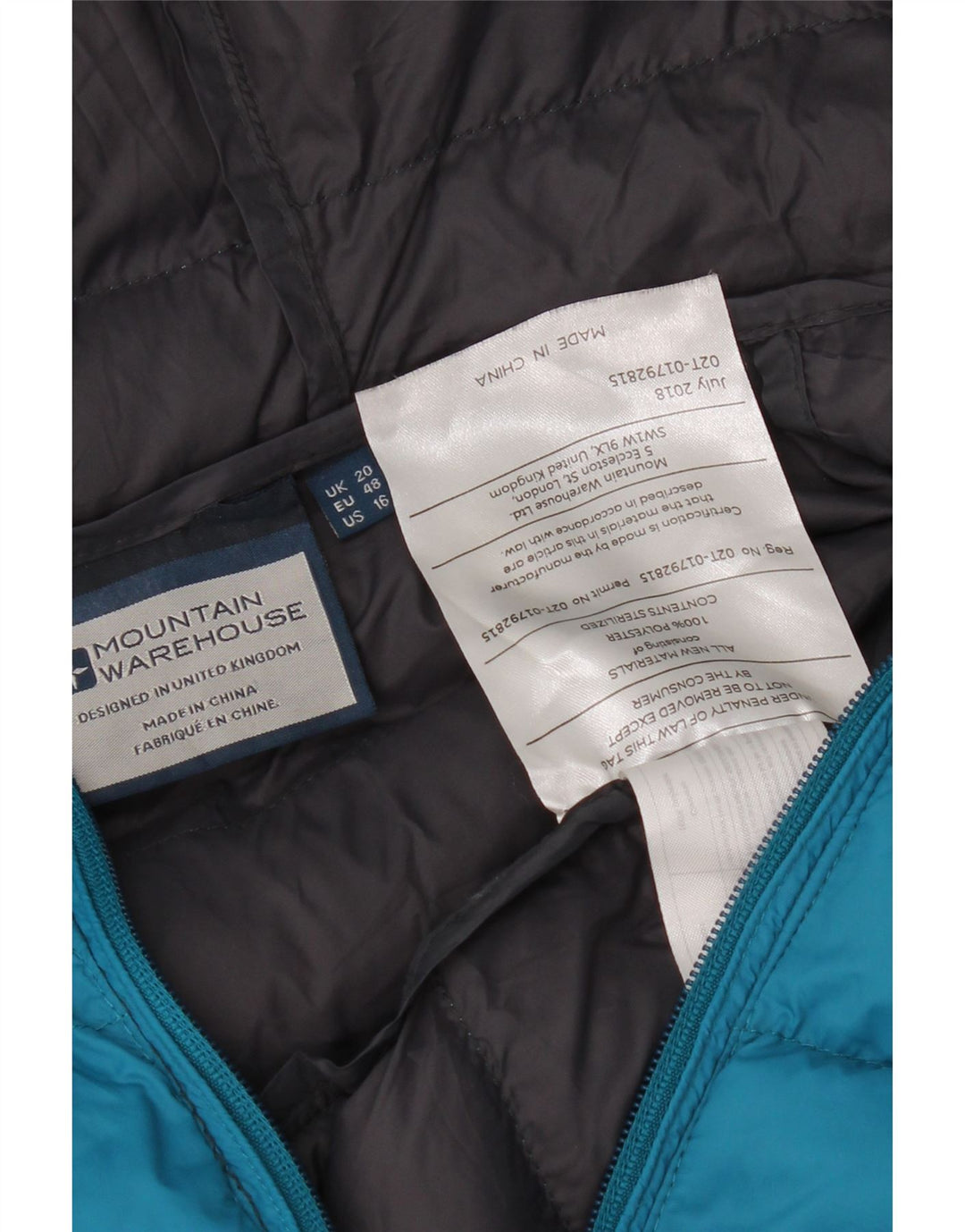 Женское пуховое пальто с капюшоном Mountain Warehouse UK 20 2XL, синий полиэстер