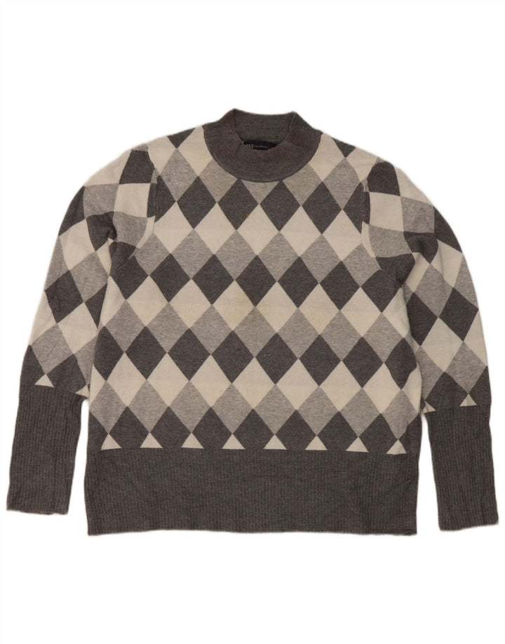 Женский джемпер с высоким воротником Marks & Spencer UK 22 3XL Серый