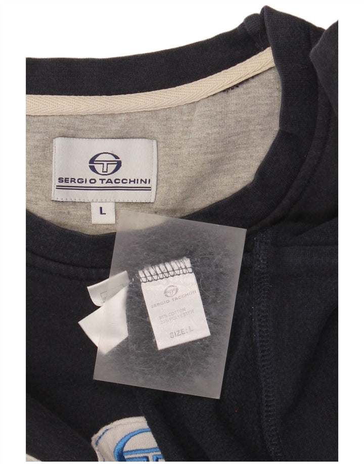 Мужской свитшот с рисунком Sergio Tacchini, большой темно-синий с цветными блоками