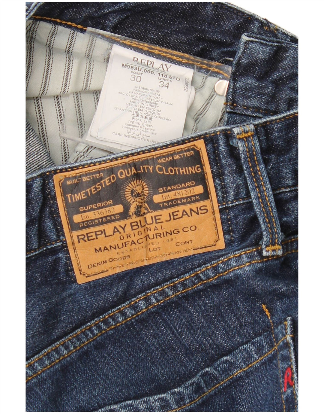 Мужские джинсы Bootcut REPLAY W30 L34 темно-синие, хлопок