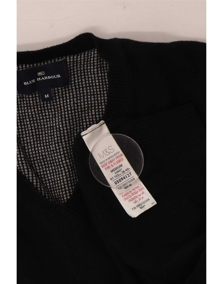 Мужской джемпер с v-образным вырезом Marks & Spencer Blue Harbour, средний темно-синий